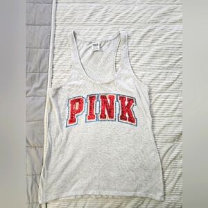 Victoria's Secret PINK Gray Tank Top with Red,white,& Blue Sequins Pink